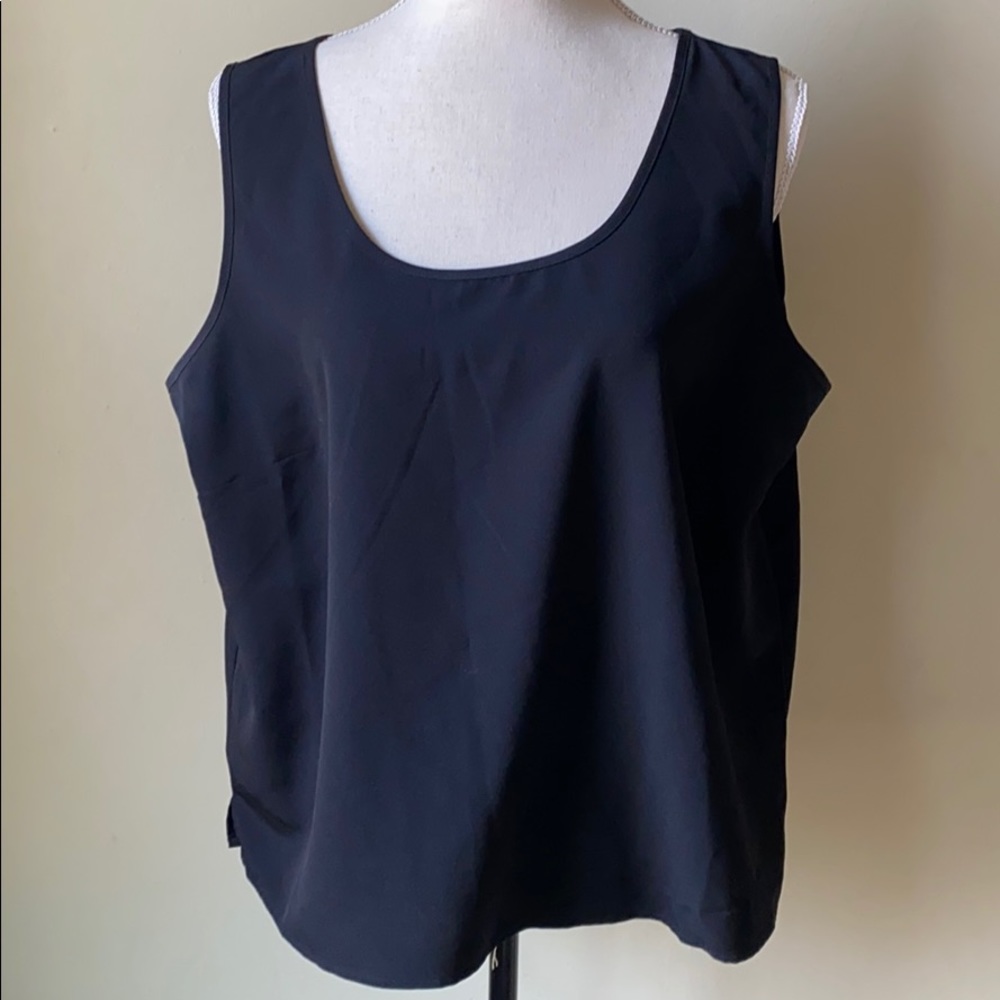 Liz Baker tank top black blouse shirt polyester 16